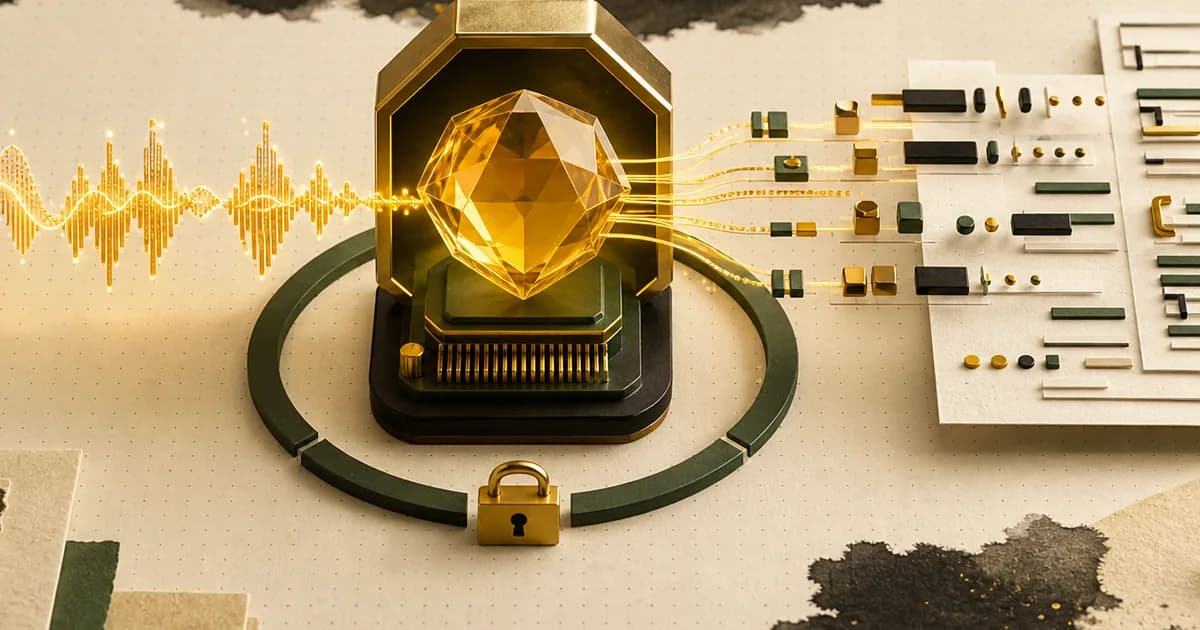 A developer speaking code symbols and AI prompts into several editor workflows